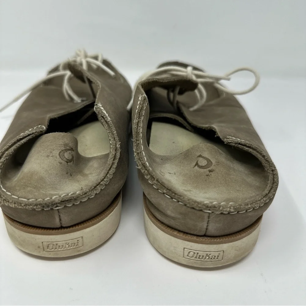 Olukai Holokai Leather Lace Up Boat Shoes Loafers